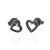 Black Rhodium and Sterling Silver Sparkly Loveheart Stud Earrings (8mm x 7mm) (E435)