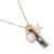 Delicate Gold Tone Charm Necklace with Star, Black Howlite and Mother of Pearl Details (M749)A)