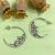 Stud Fastening Sterling Silver Hoop Earrings with Leafy Detail (26mm) (E691)