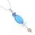 Beautiful Triple Sea Glass Nugget Pendant with Pearl Charm in Blues (Natural Colours and shapes May Vary!) (M301)