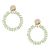 Statement Silver Tone and Light Green Glass Beaded Circle Drop Earrings (4.5cm Drops) (M201)I)