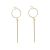 Contemporary Gold Tone Circle and Stem Design Earrings with Moons (7cm x 1.6cm) (M714)A)
