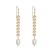 Long Boho Gold Tone Earrings with Textured Leafy Chevrons and Small Single Pearl (6cm x 0.6cm) (M62)B)