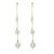 7cm Long Silver Tone Stud Earrings with Triple Glass Faux Pearl Drops (M678)