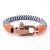 316L Adjustable Copper Tone Stainless Steel Shackle Bracelet with a blue and white Nautical Rope detailing  (BB7)