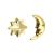 GOLD PLATED Tiny 5mm Sterling Silver Asymmetric Star and Smiling Moon Stud Earrings (E110)G)