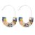 Wire Hooked Statement Earrings with Curving Multi-Coloured Marbled Resin  (3.7cm x 5.5cm) (M354)C)