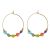 Beautiful Gold Tone Hoops with Blue Tone Murano Glass Millefiori Beads (Colours Vary) (M383)A)