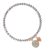 Beautiful Rose Gold Tone Stretch Bracelet with Pinecone and Grey Faceted Beads (M130)B)