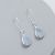 Long Silver Tone Hooked Earrings with Opalescent Crystal Teardrops (4cm x 1cm) (M540)C)