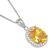 Sterling Silver Oval Halo Pendant in Yellow and White Crystals (11mm x 21mm) (N143)B)