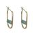 Modern Gold Tone Oval Hoop Earrings with Turquoise Cylinder (2.2cm x 1.3cm) (M647)A)