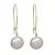 Long Gold Tone Hooked Earrings with Freshwater Pearl Coin Drops (4.8cm x 1.4cm) (M398)
