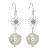 Contemporary Silver Tone Sunburst Earrings with Crystal Studded Pearl Drops (4cm x 1.2cm) (M128)