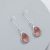 Long Silver Tone Hooked Earrings with Pink Champagne Crystal Teardrops (4cm x 1cm) (M540)A)