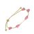 Adjustable Toggle Gold Tone Bracelet with Five Pink Resin Heart Charms (M682)B)