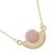 Matt Gold Tone Minimalist Necklace with Pink Howlite Circle and Fan Shape Pendant (M681)B)