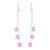 Sterling Silver Long 61mm Earrings with Pink CZ Crystals (E242)A)