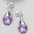 Sterling Silver STUD Earrings with 'Vitrail Light' Purple Austrian Crystal Teardrops (E718)C)