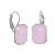 Silver Tone Lever-Arch Sprung Hoops with Large Opalescent Pink Crystal Stone (M475)A)
