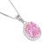 Sterling Silver Oval Halo Pendant in Pink and White Crystals