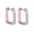 Statement Sterling Silver Hoop Earrings with Crystals  and Light Pink Enamel (13mm x 16mm) (E312)B)