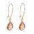 Long Gold Tone Hooked Earrings with Pink Champagne Crystal Teardrops
