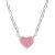 Short Sterling Silver and Pretty Pink Enamel Loveheart Necklace (N374)