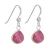 Sterling Silver Earrings with Faceted Deep Pink Ruby Teardrops (9mm x 24mm) (E783)J)