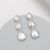 Elegant Shiny Silver Tone Triple Pebble Drop Stud Earrings