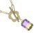 Gold Tone Link Chain With Flower T-Bar and Purpe/Yellow Ombre Gem Pendant (M721)E)