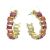 Gold Tone Chunky 3/4 Hoop Earrings with Pink Tone Coloured Crystals (2.4cm) (M162)D)