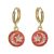 Gold Tone Huggy Hoops with Shimmery Red and Gold Moon and Star Design Drops (1.2cm x 2.9cm) (M230)C)