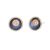 Small 1cm Rose Gold Tone Concave Circle Stud Earrings with Metallic Navy Blue Middles (M138)B)