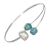 BEJEWELLED: Sterling Silver Open Cuff Bangle with Blue Apatite and Rose Quartz Gems (B199)