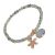 Beautiful Matt Silver Bracelet with Star Charm and Pale Pink and Lilac Beads (M747)