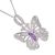 Gorgeous Textured Sterling Silver and Amethyst Butterfly Pendant (22mm) (N74)
