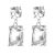 Chunky Silver Tone Stud Fastening Drop Earrings with Faceted Clear Crystal Squares (3.4cm Long) (M114)A)Chunky Silver Tone Stud Fastening Drop Earrings with Faceted Clear Crystal Squares (3.4cm Long) (M114)A)