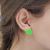 Vivid Green Round Resin Stud Earrings with Sterling Silver Posts (1.5cm) (M351)A)