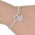 Silver Ball amd Cube Beaded Stretch Bracelet with Hearts and Crystal Charms (M601)A)