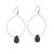 Contemporary Silver Tone Hoop Earrings with Blue Sodalite Teardrops (5cm Drops) (M562)A)