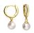 Gold-Plated Sterling Silver Minimalist Hinged Hoop Earrings with Freshwater Pearls (19mm Length) (E167)B)