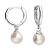 Sterling Silver Minimalist Hinged Hoop Earrings with Freshwater Pearls (19mm Length) (E167)A)