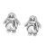 Sterling Silver Jewellery: Cute Small Penguin Stud Earrings (6.5mm x 8mm) (E586)