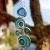 St Justin Sterling Silver Jewellery: Blue and Green Glas Mor Lagoon Enamelled Pendant (38mm) (SJ25)