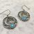 Boho Sterling Silver Jewellery: Round Statement earrings with Filigree Details and Blue Opal Centre