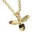 Sterling Silver: Whimsical Gold Plated Tiny Bee Pendant ith Black Cubic Zirconia Stripe (10mm x 8mm) (N371)