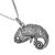 Cute and Quirky Oxidised Sterling Silver Chameleon Pendant (22mm x 17mm) (N349)