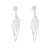 Sterling Silver Jewellery: Elongated Overlapping Diamond Shape Earrings with Leafy Frond Centres (15mm x 55mm) (E65)