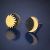 Celestial Sterling Silver Jewellery: Oxidised Silver and Bronze Sun and Moon Earrings (8mm) (E190)
